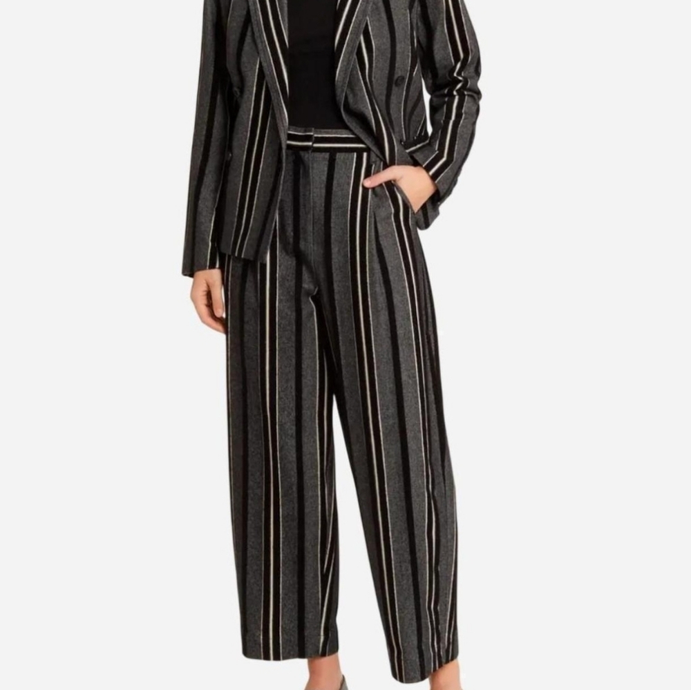 NWT Maisa Copenhagen Piedad Stripe Wide Leg Crop Cotton Pants Size Medium
